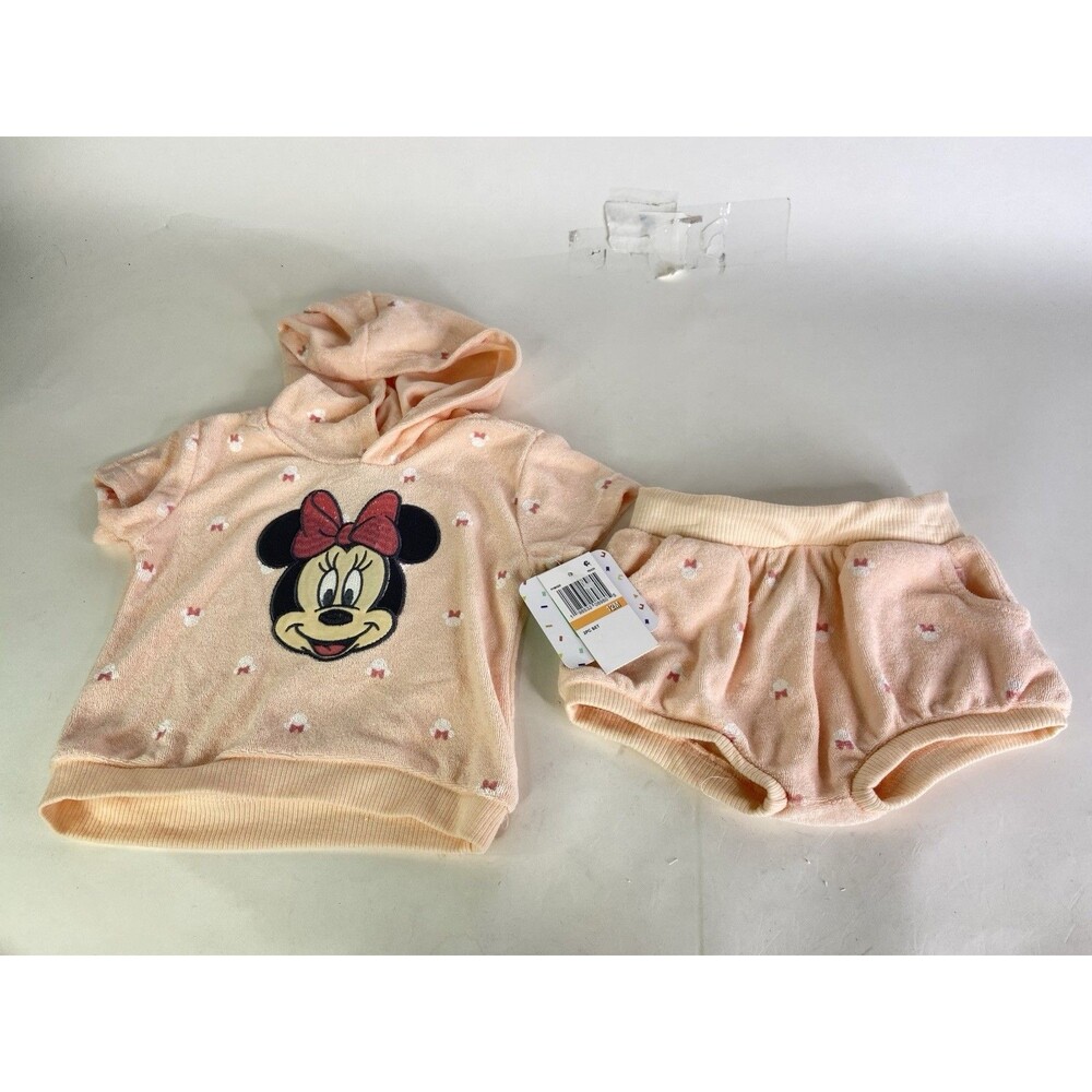 Disney Baby Minnie Mouse 2 Piece Hoodie Top Shorts Outfit Set Girls 12 Months